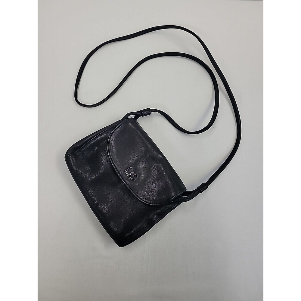 Liz Claiborne Vintage Black Genuine Leather Mini Crossbody Bag Purse